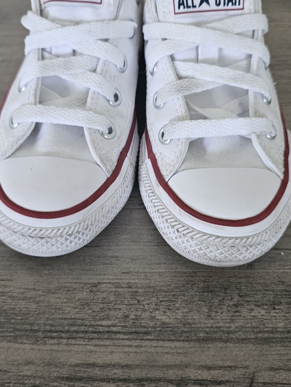 Converse All Star Kids White Canvas Sneakers with Red Trim Girl Boy Size 12 - Picture 5 of 10